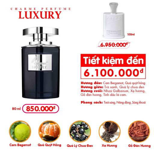 NƯỚC HOA CHARME GIỐNG MÙI NƯỚC HOA CAO CẤP NÀO