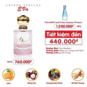 Nước hoa nữ Charme Eva 50ml nhẹ nhàng, ấm áp Nước hoa nữ Charme Eva 50ml
