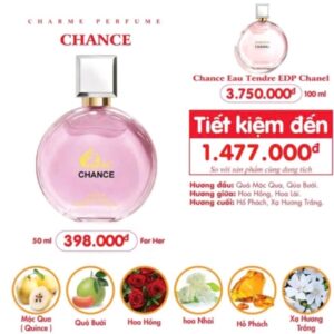 Nước hoa nữ Charme Chance hồng 50ml nữ tính, nhẹ nhàng Nước hoa nữ Charme Chance hồng 50ml